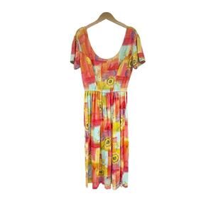 Pipe Dreams Vintage Smocked Top Dress Sunflowers Pink Blue size M Medium